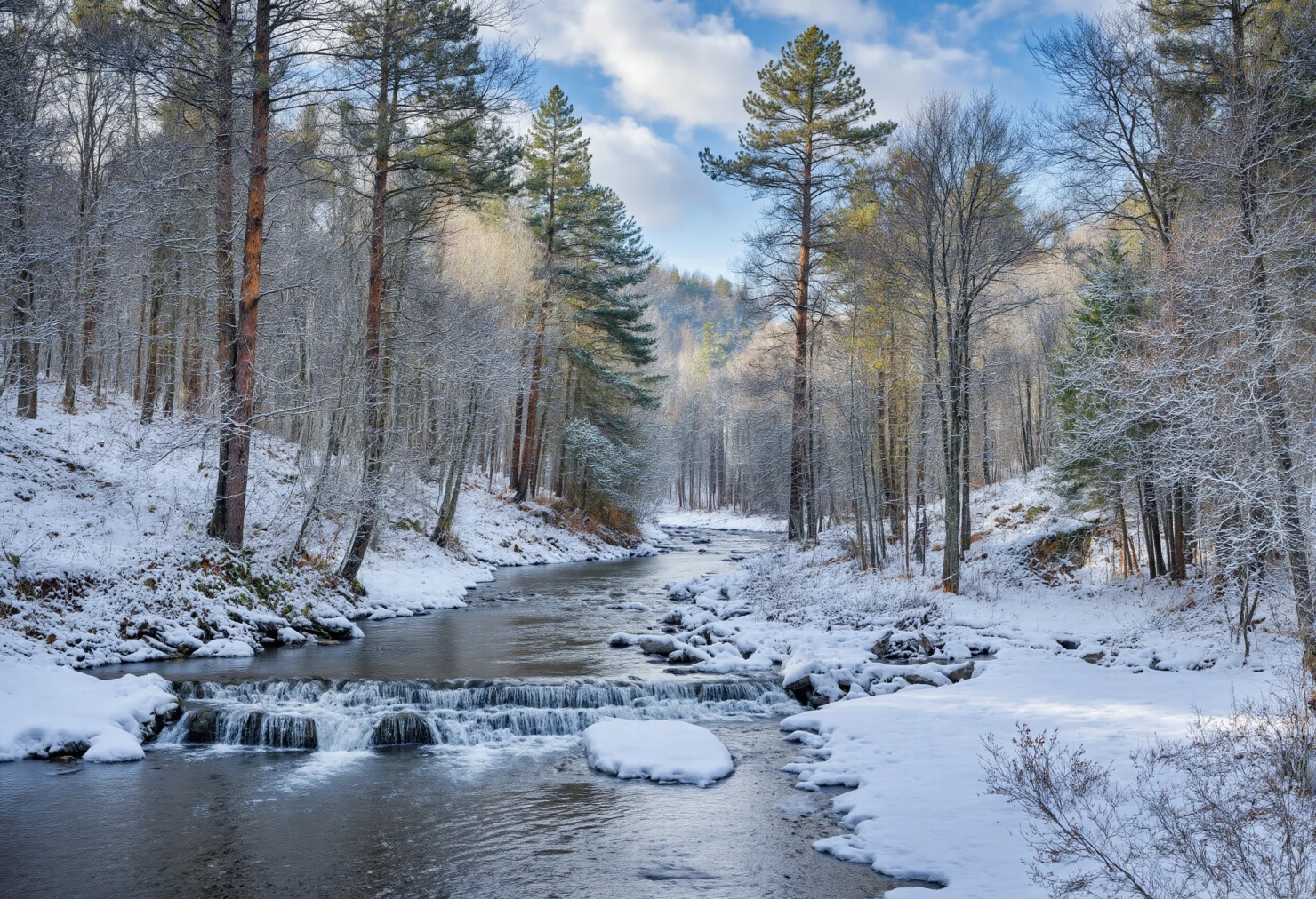 Snowy Waterfall Scene #40196