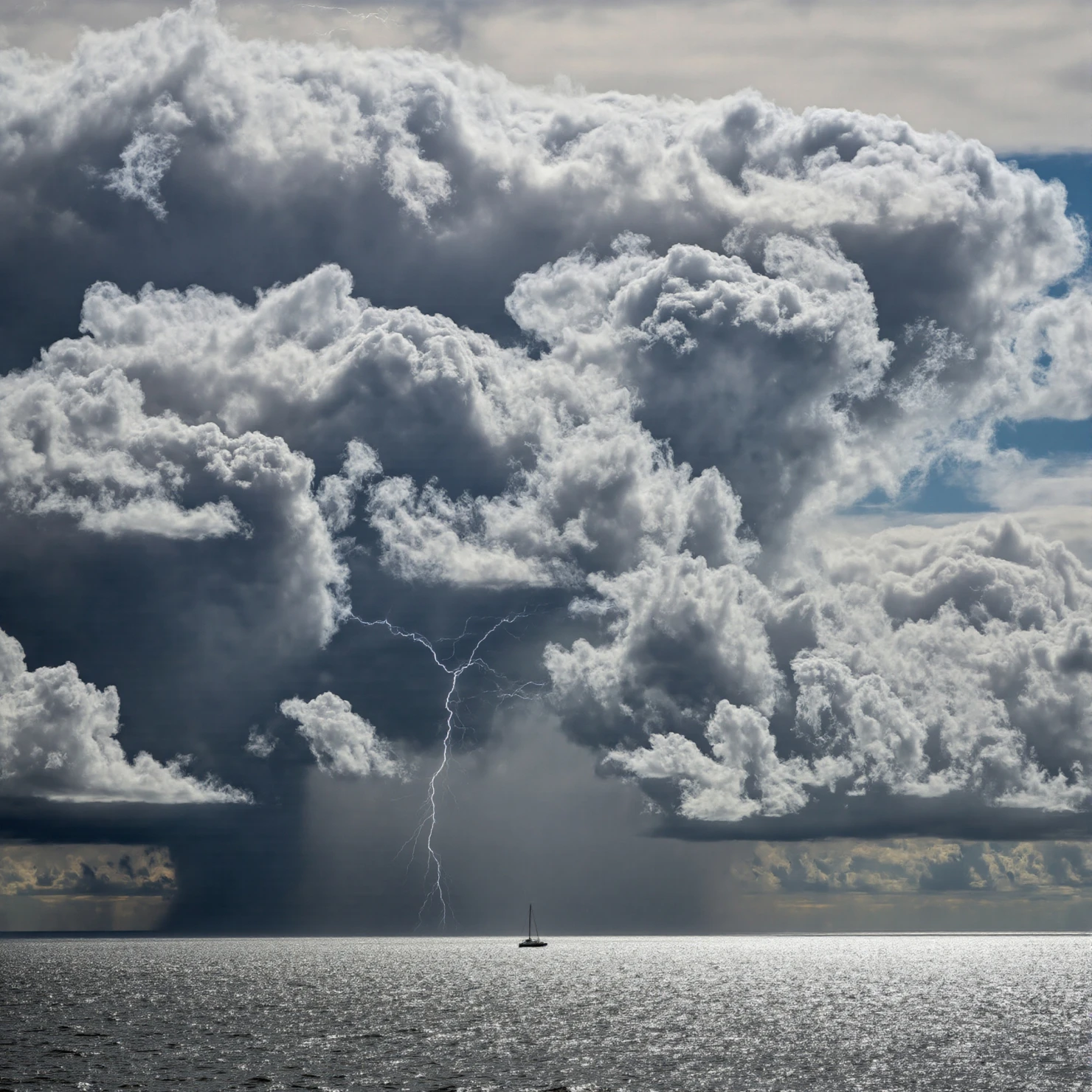 Stormy Sky Over Ocean with Lightning Strike #40202