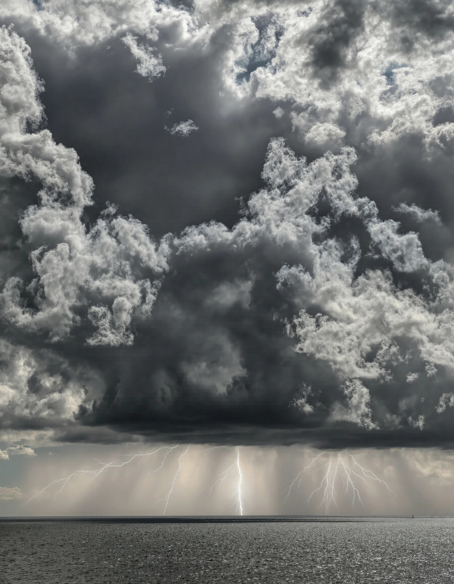 Stormy Sky Over Ocean with Lightning Strike #40205