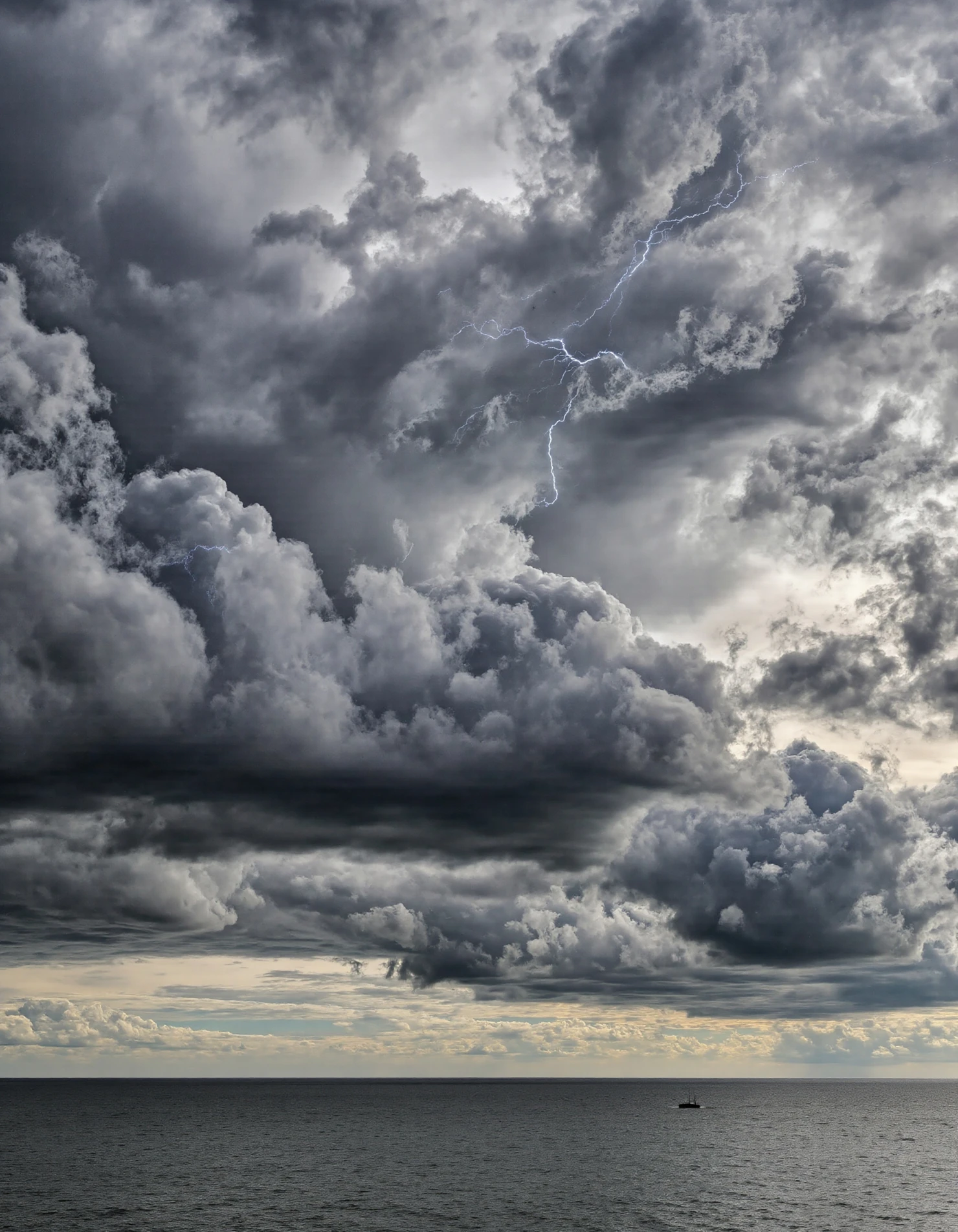 Stormy Sky Over Ocean with Lightning Strike #40207