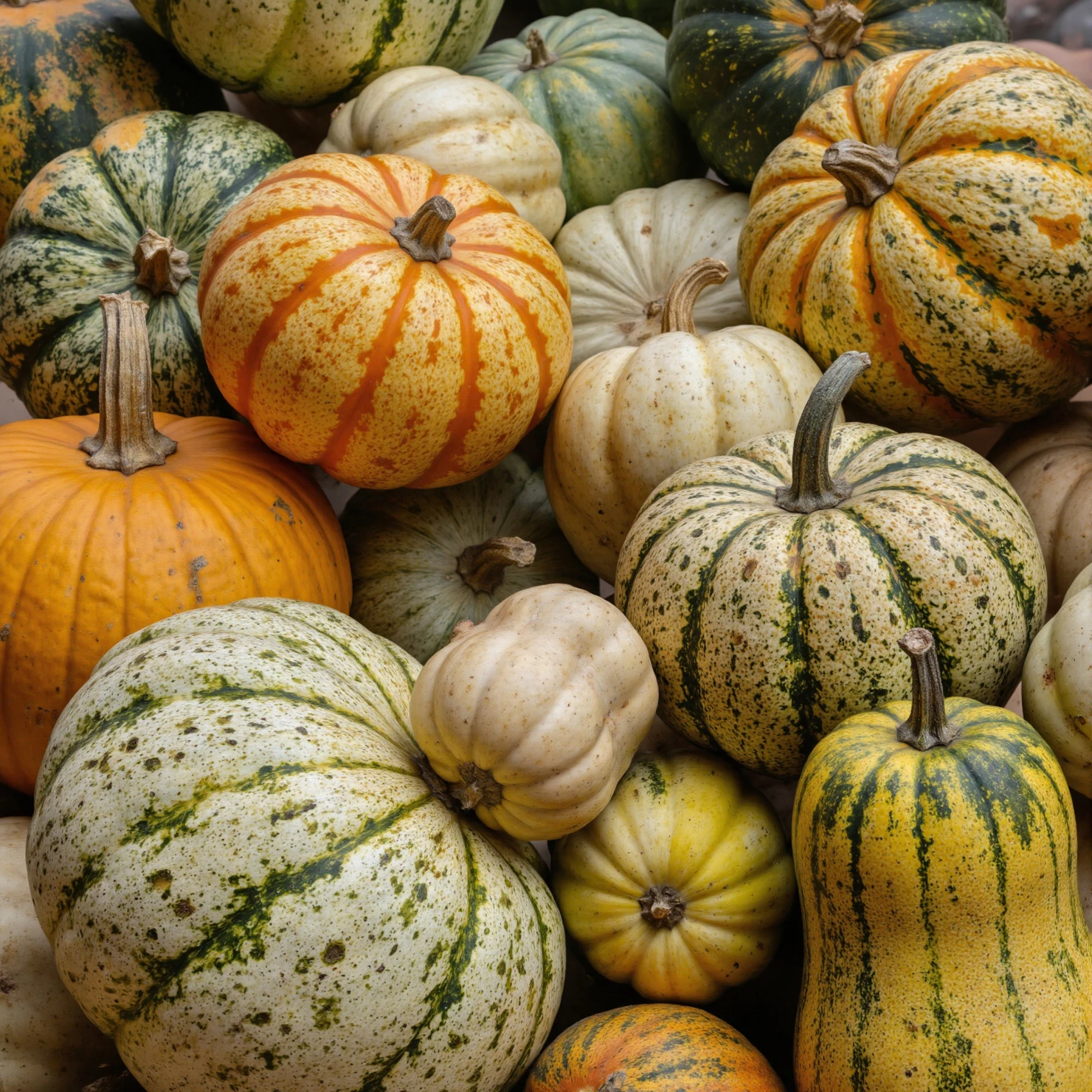 Assortment of Colorful Pumpkins and Gourds #40215