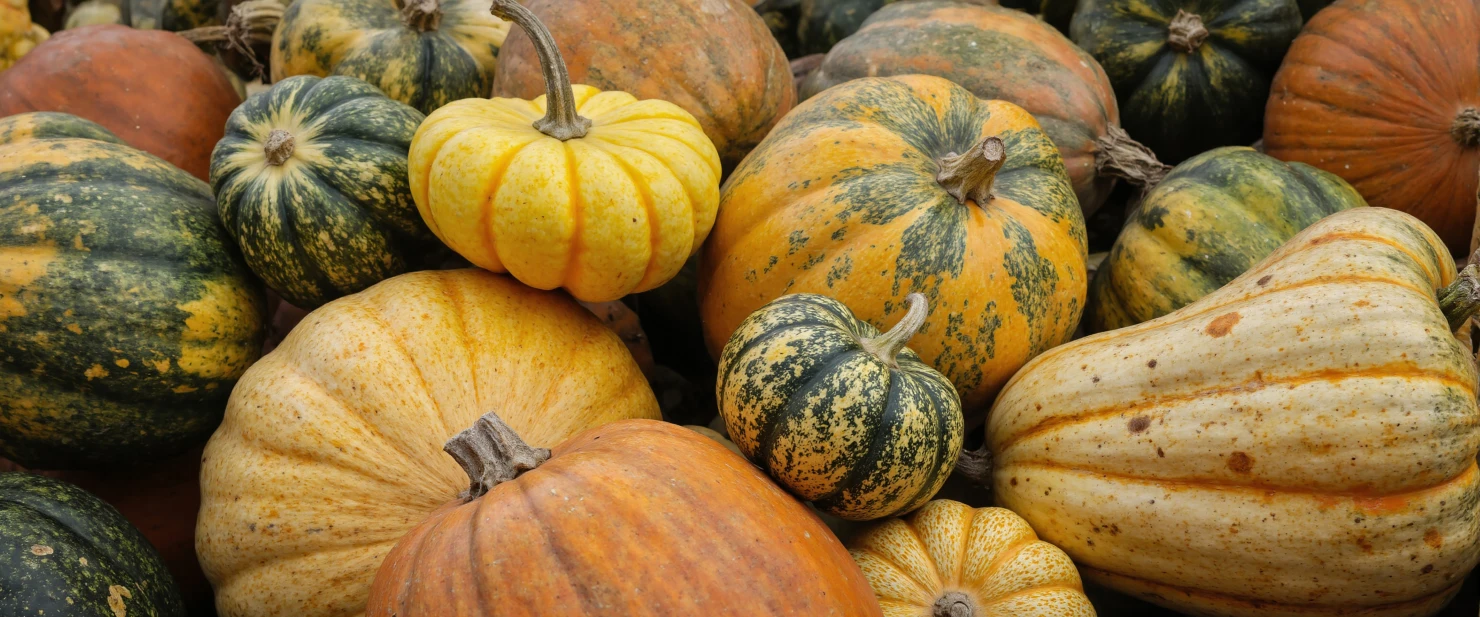 Assortment of Colorful Pumpkins and Gourds #40216