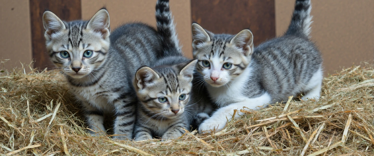 Adorable kittens in hay #40220