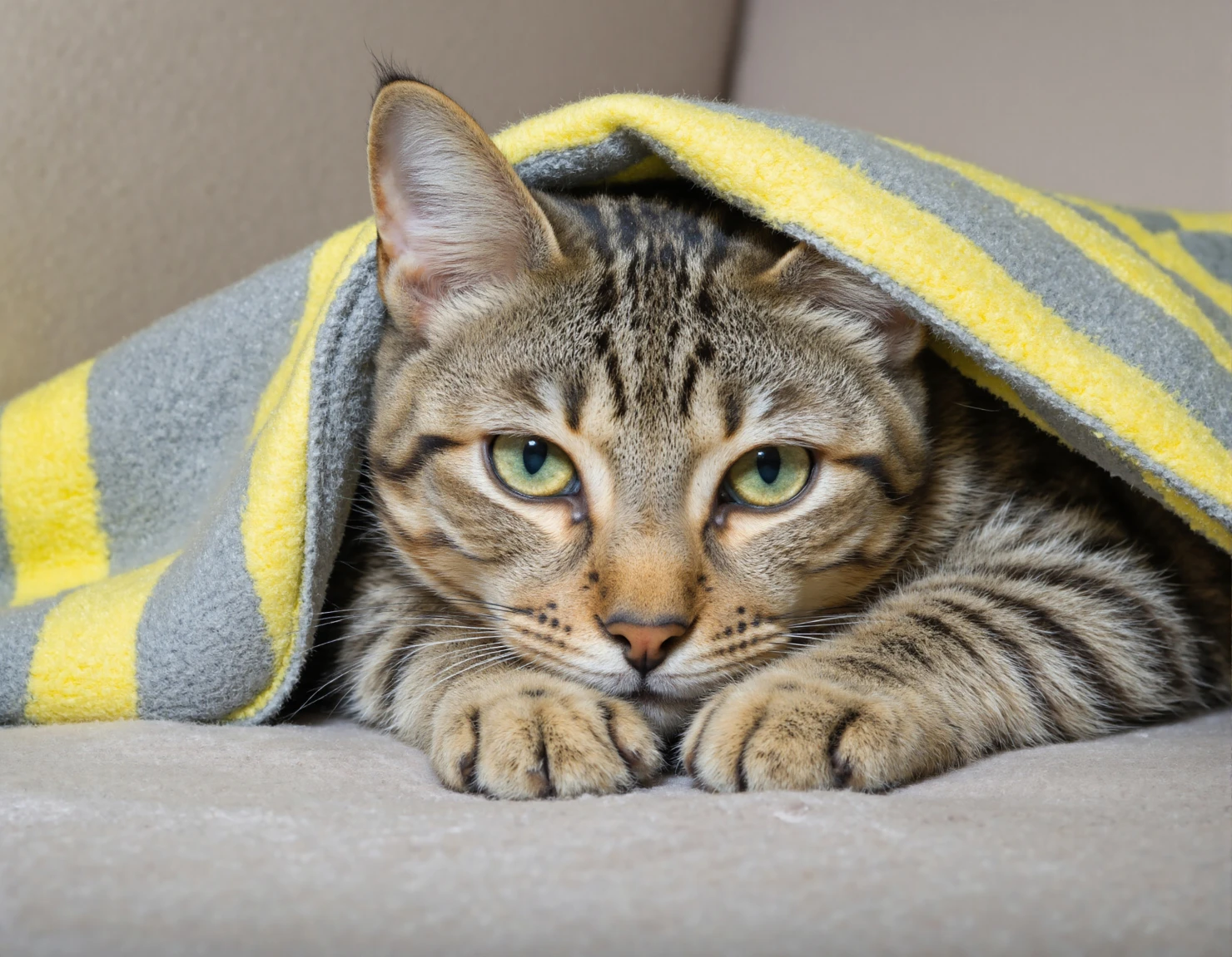Cozy Cat Snuggled Under a Blanket #40235