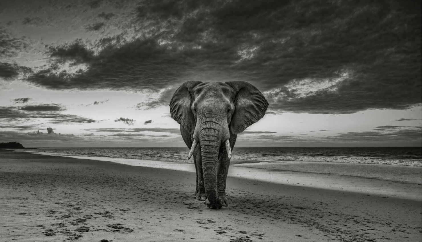 Elephant Walking on Beach #40260