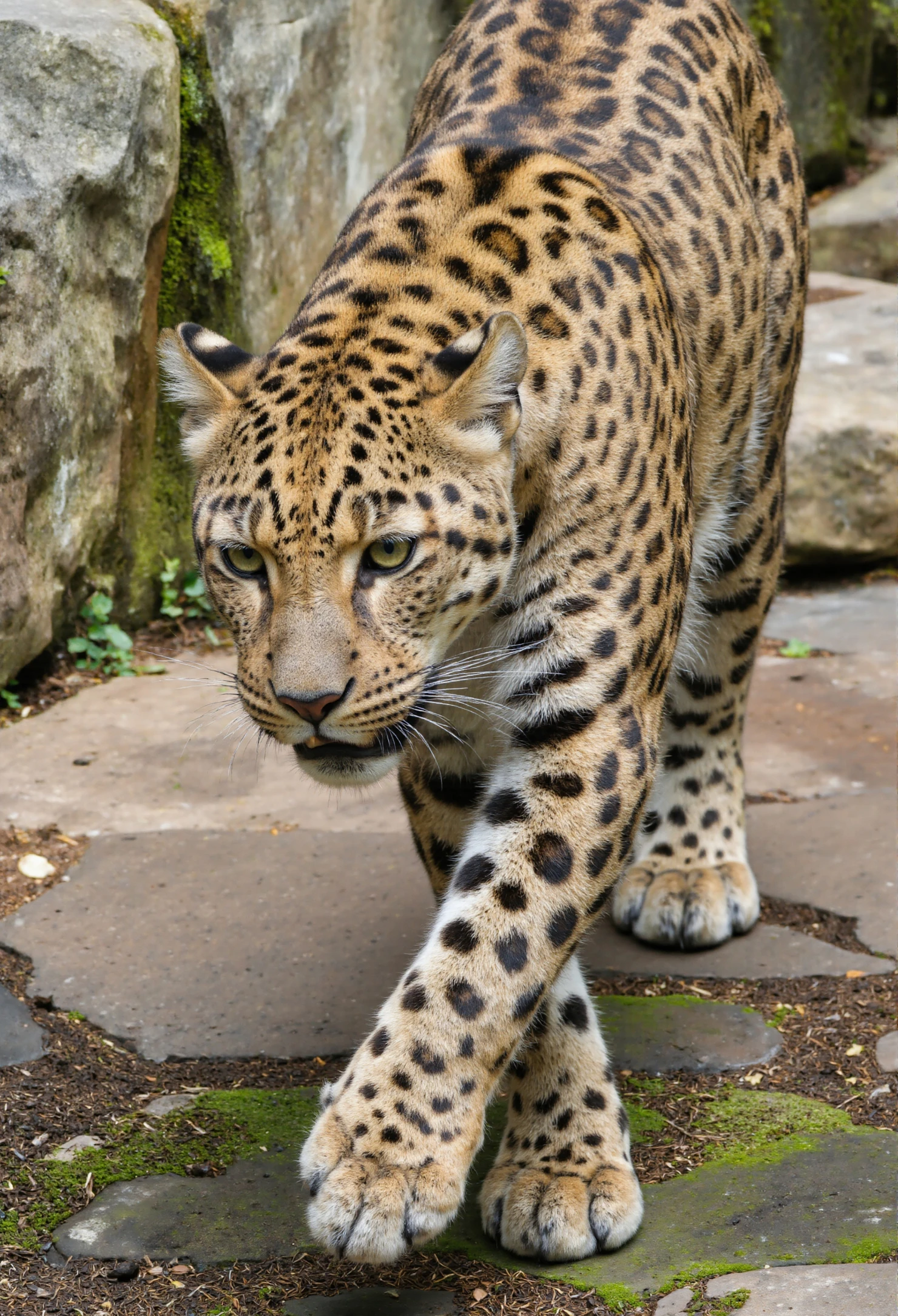 Leopard Strolling Towards the Viewer on a Rocky Path #40310