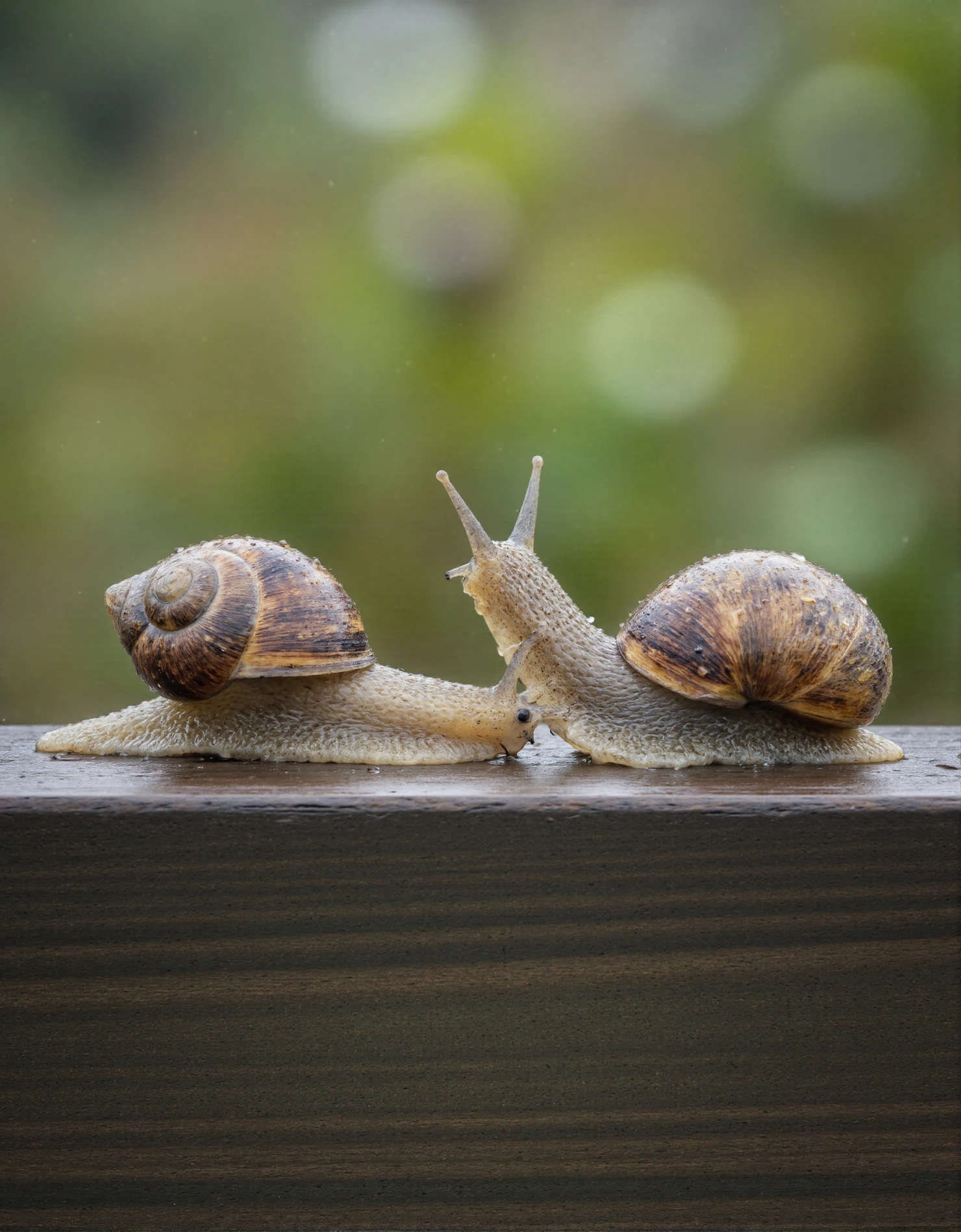 Two Snails Engaging on a Wooden Surface #40346