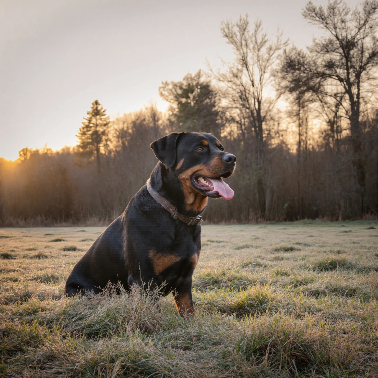 Rottweiler Dog in a Field at Sunset #40365
