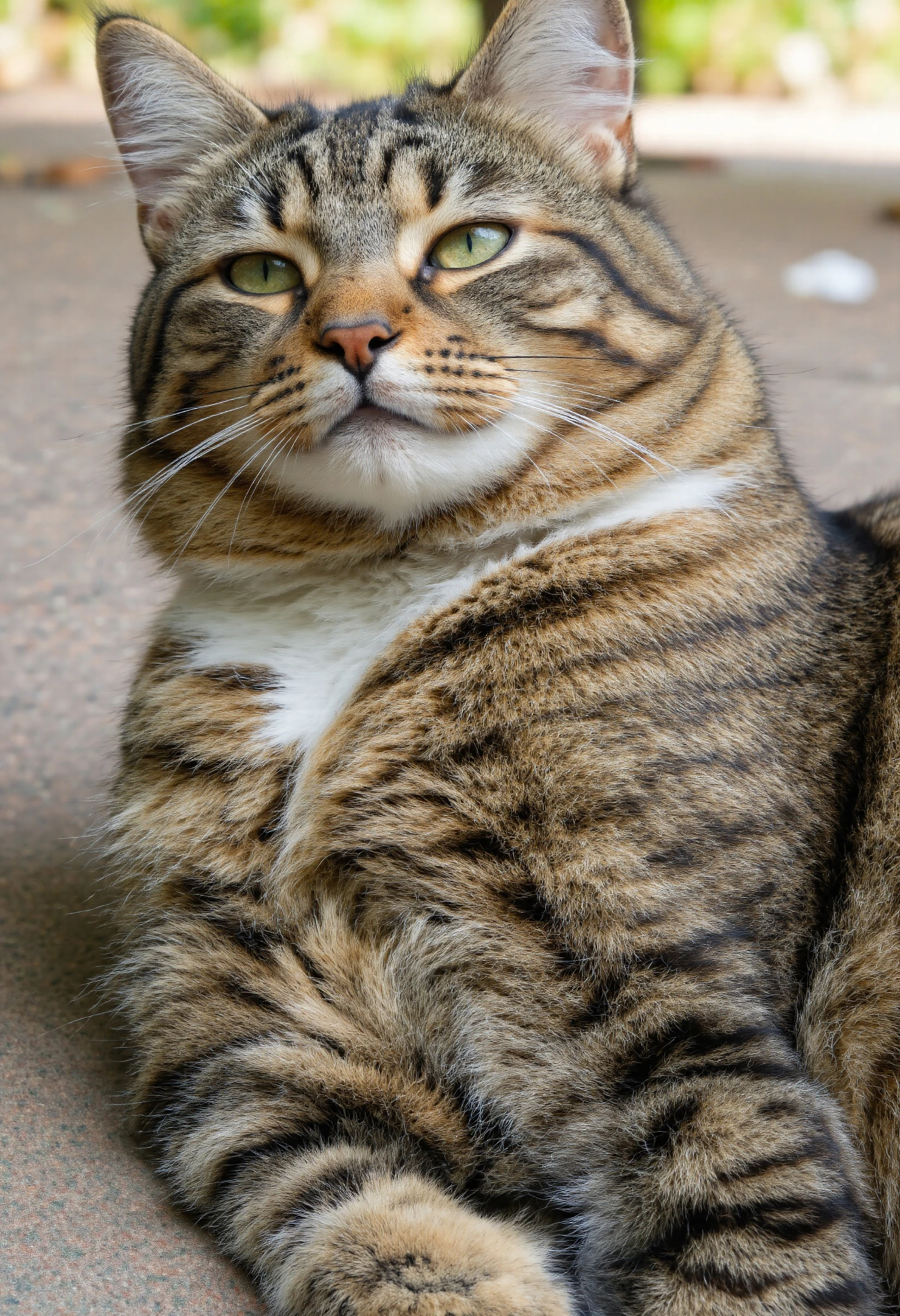 Majestic Tabby Cat Relaxing Outdoors #40378