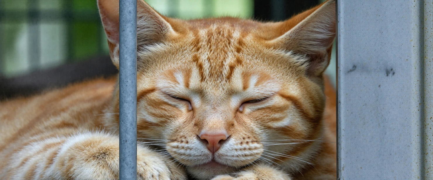 A Peaceful Orange Cat Sleeping with Closed Eyes #40387
