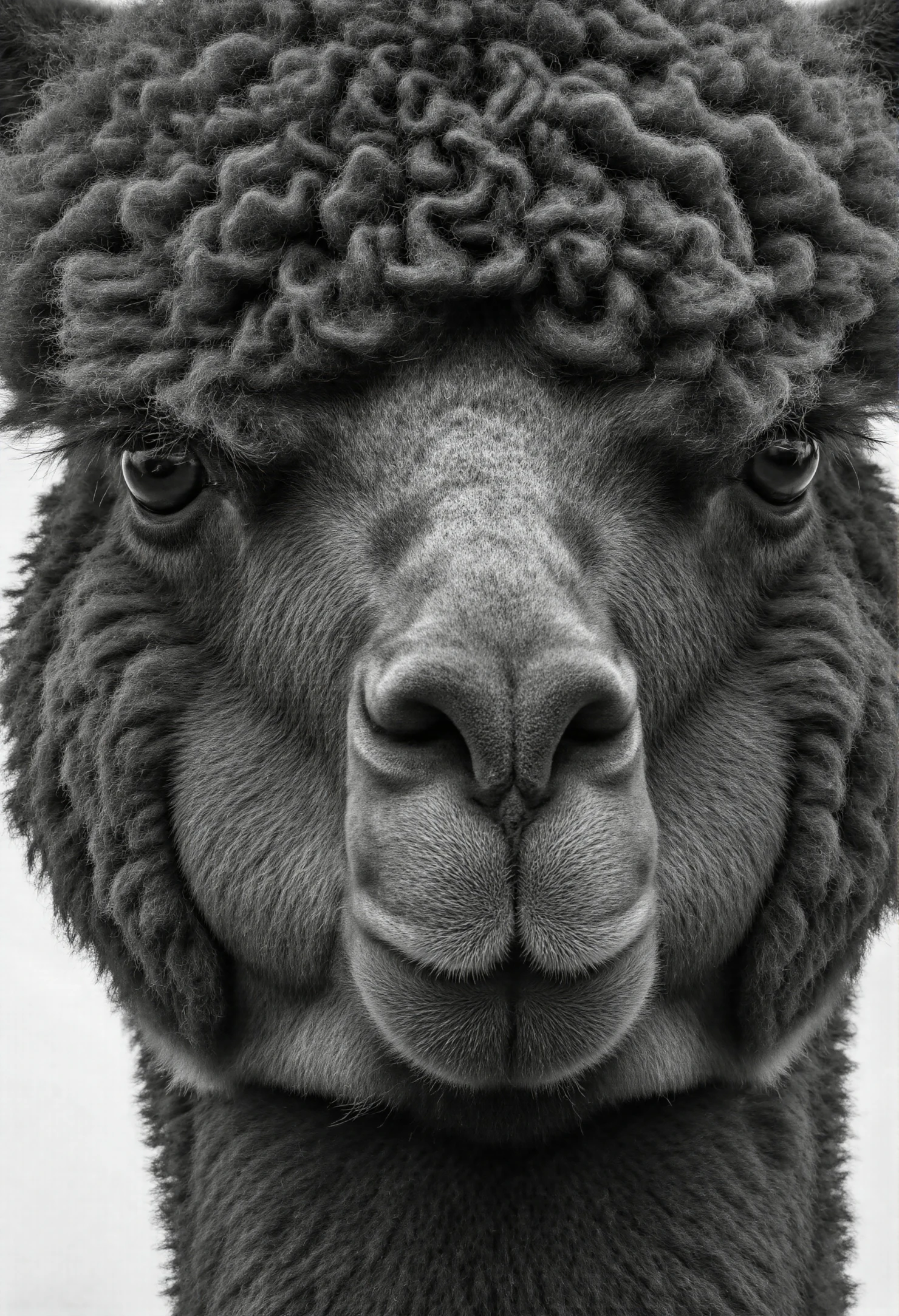 Close-up Black and White Portrait of a Llama #40423