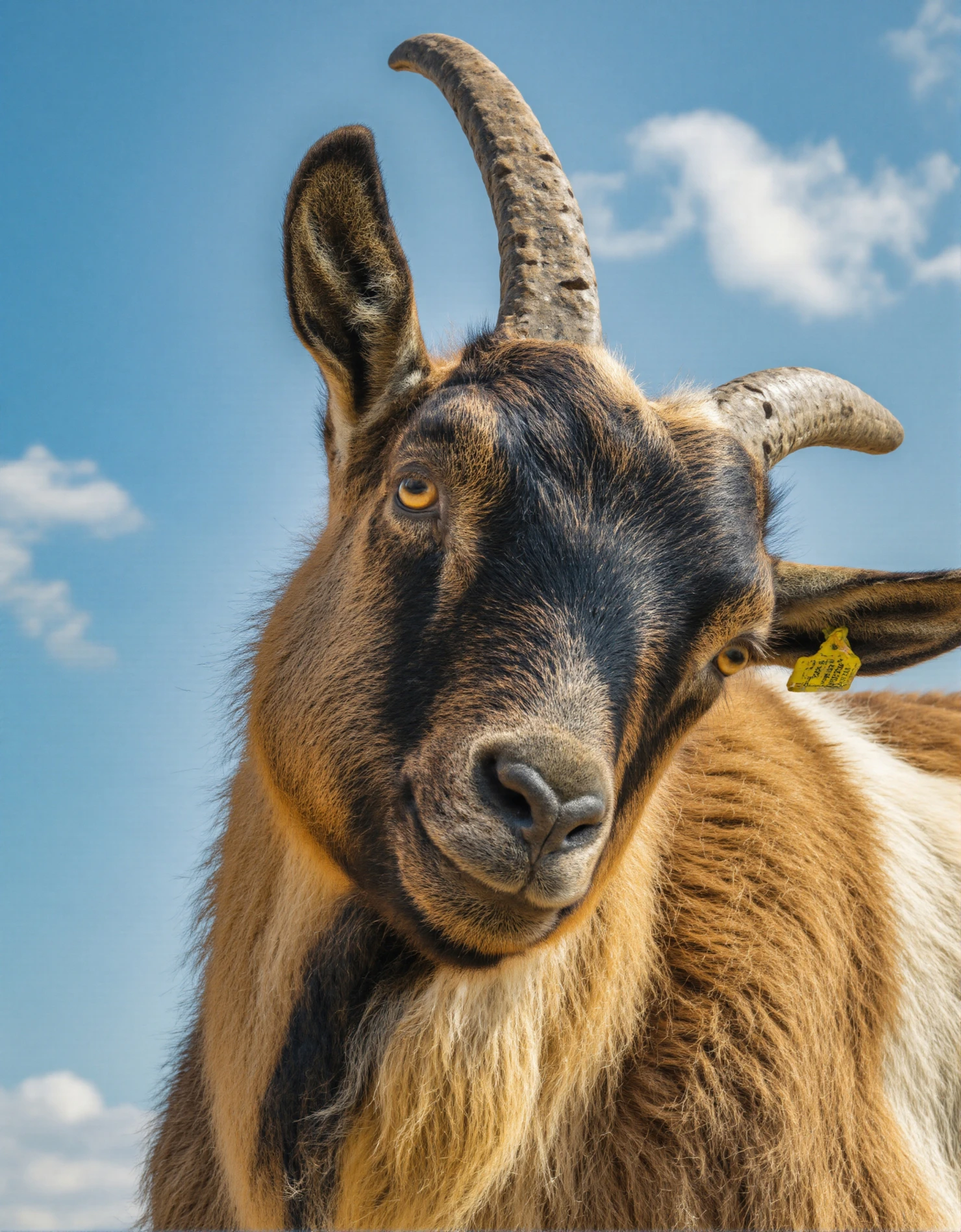 Close-up of a Goat with Curved Horns #40427