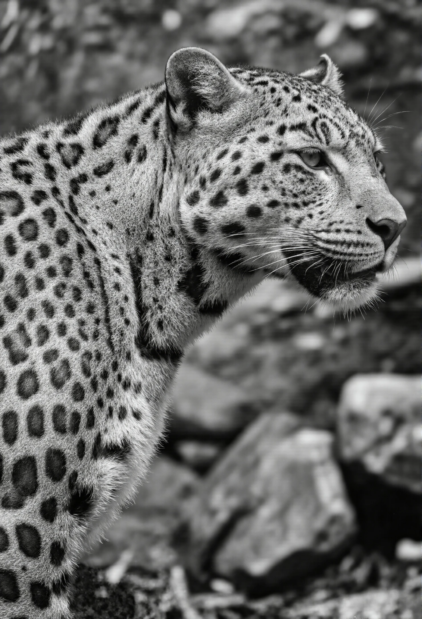 Leopard Profile in Black and White #40468