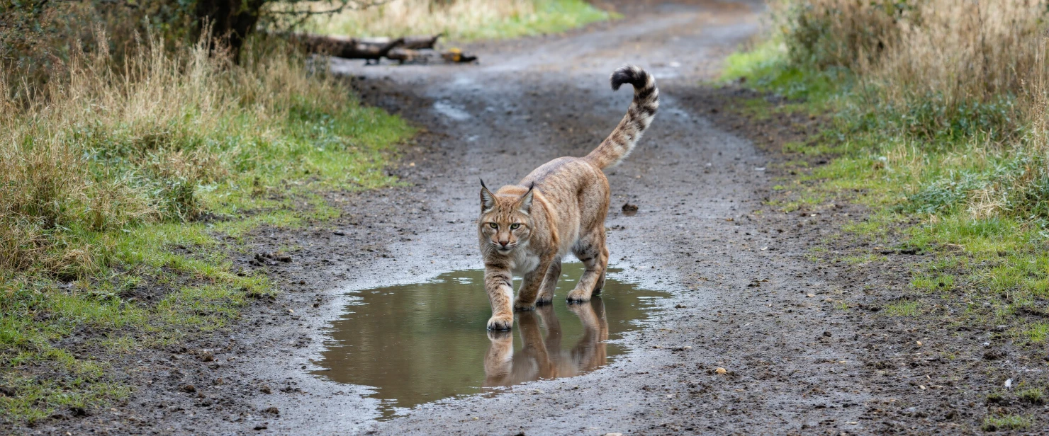 Bobcat Walking on a Muddy Path #40489