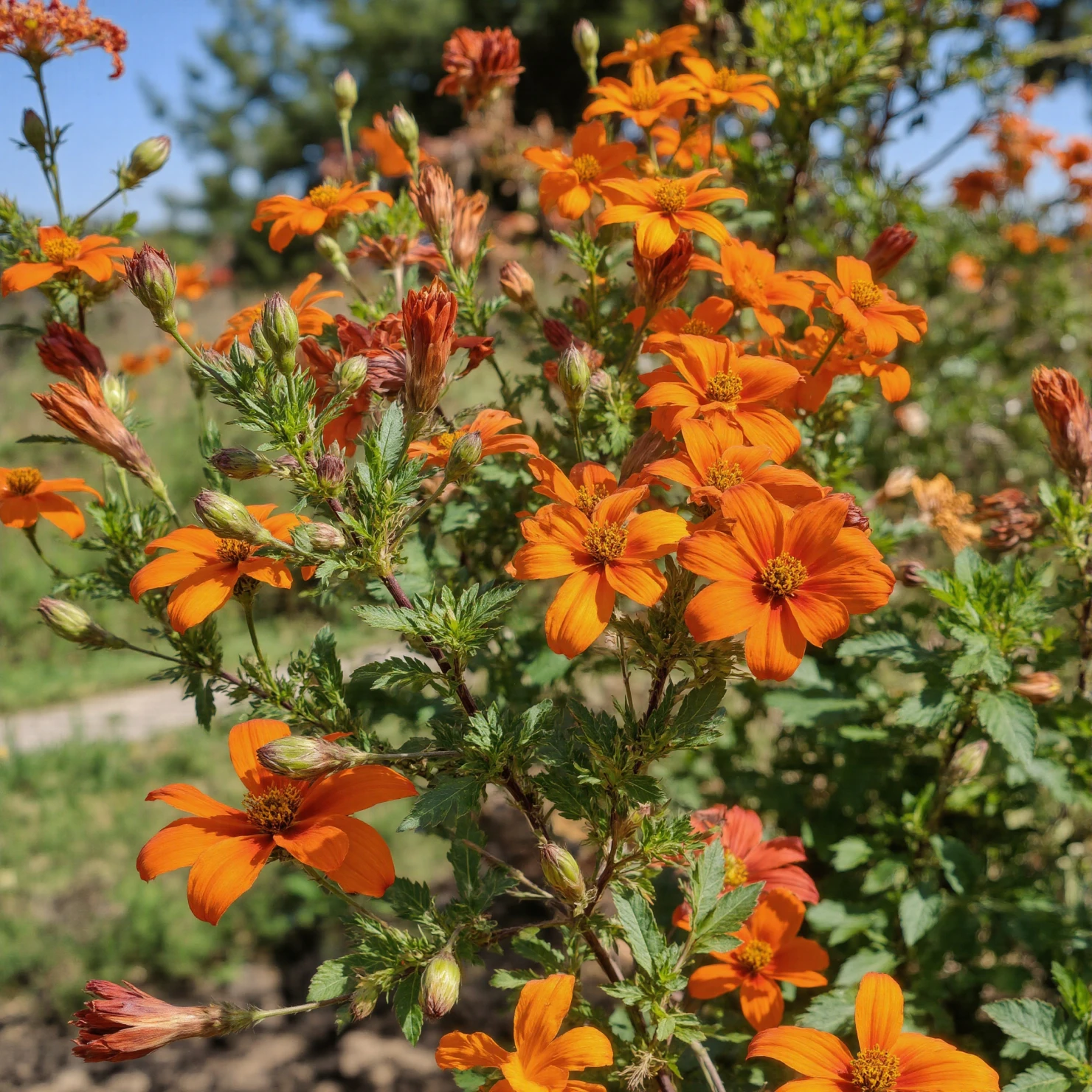 Vibrant Orange Flowers Blooming in a Sunny Garden #40492