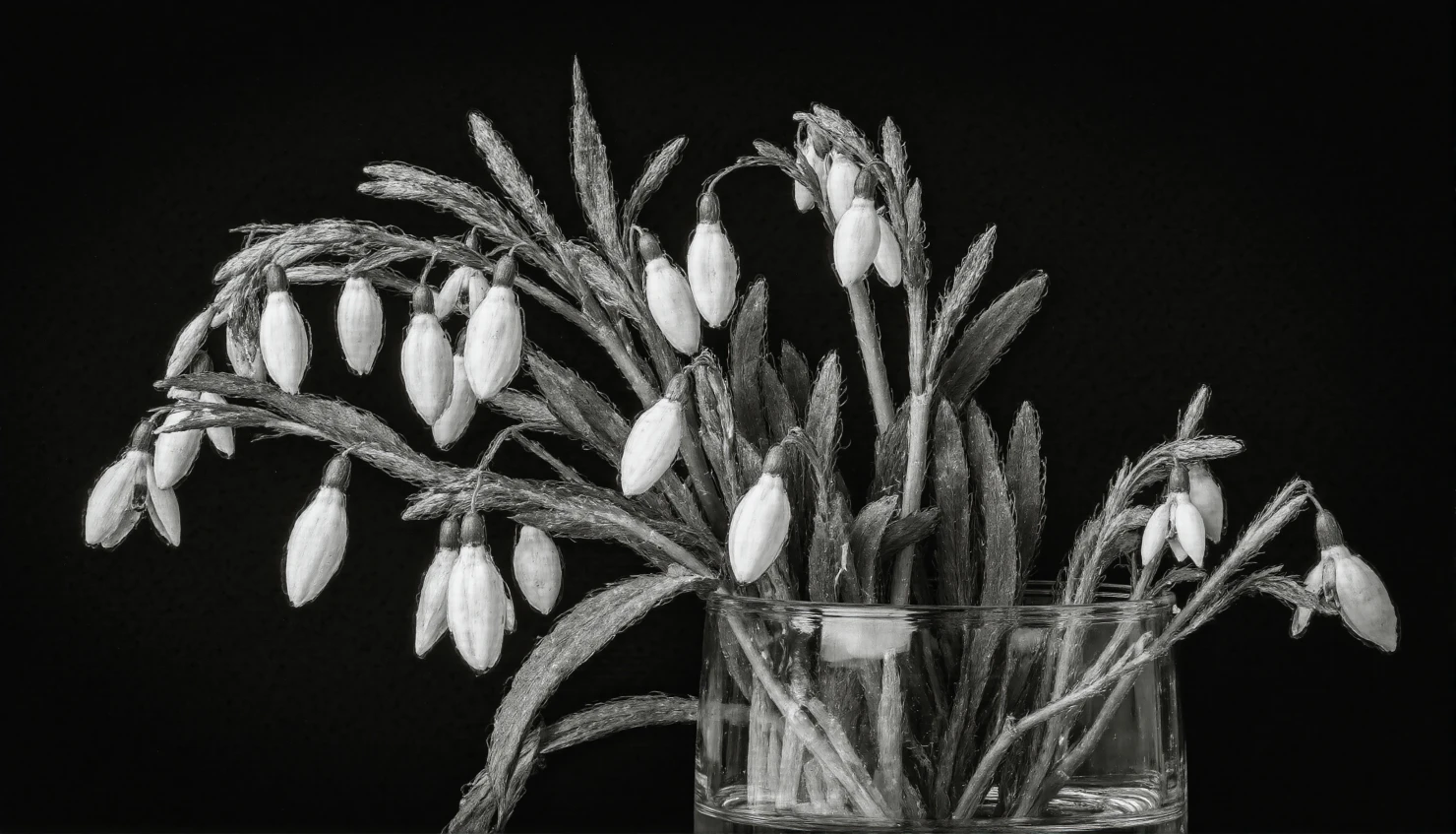 Delicate Snowdrops in Monochrome #40517