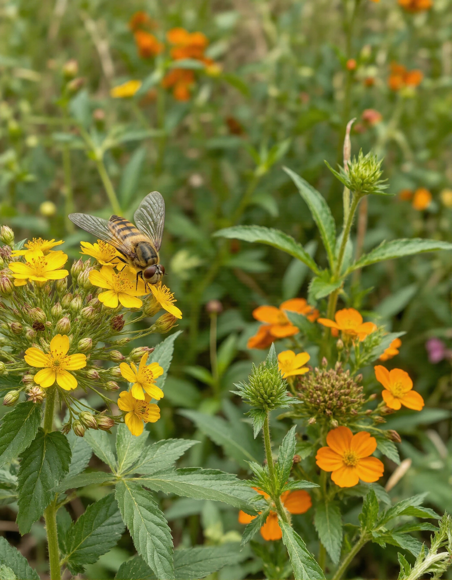 Nature’s Pollinator on Vibrant Yellow Blooms #40524