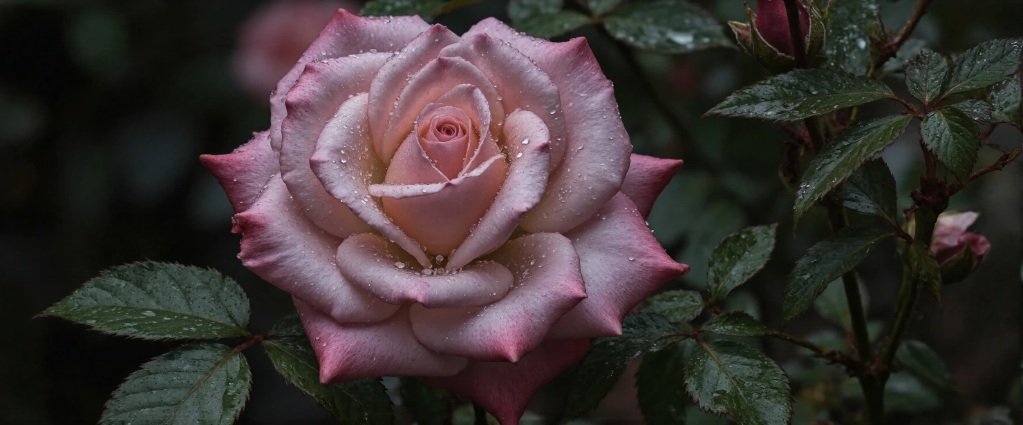 Close-up of a Pink Rose with Water Droplets on Petals #40528