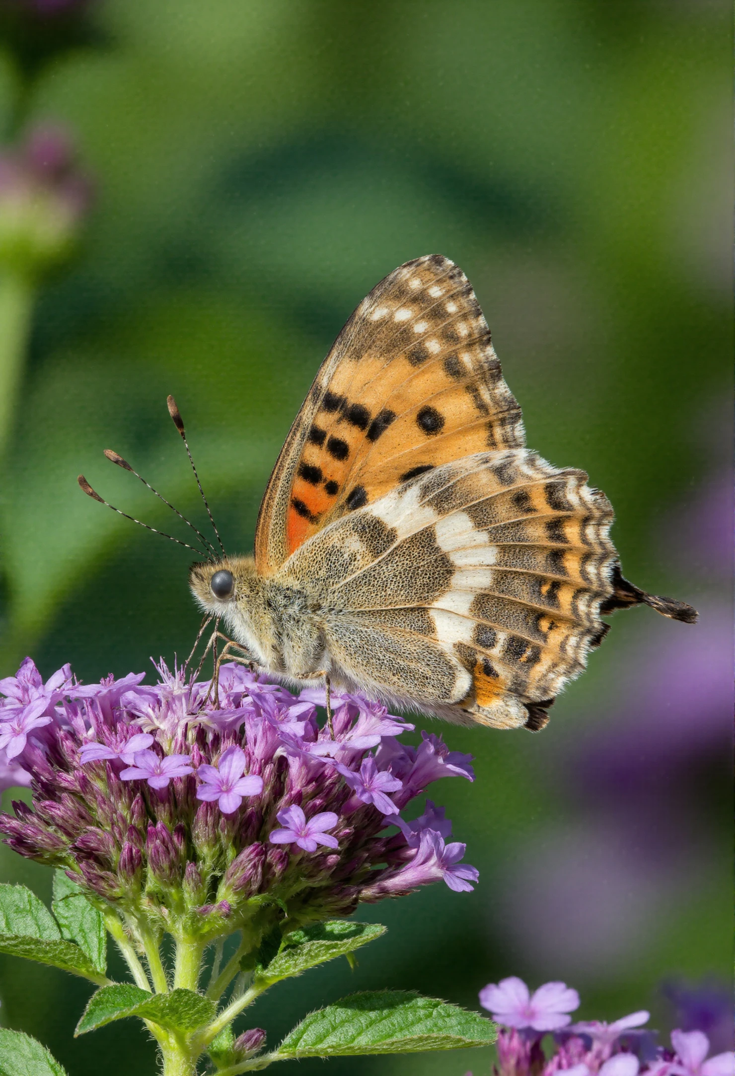 Painted Lady Butterfly Perched on Vibrant Purple Bloom #40533