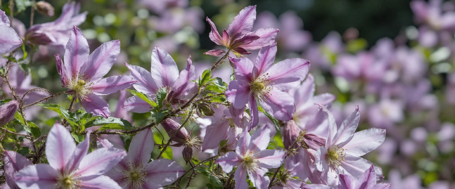 Delicate Purple Clematis Flowers in Bloom #40562