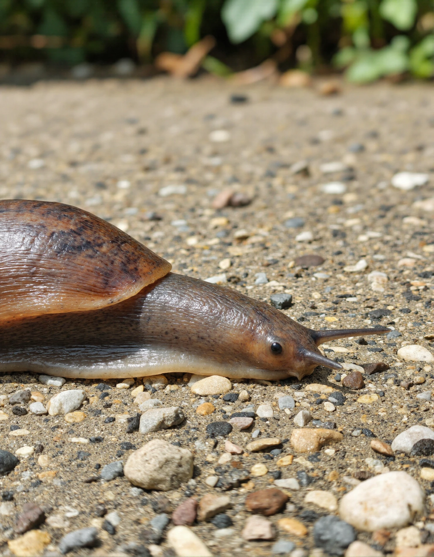 Close-up of a Snail with a Shell on a Gravel Path #40576
