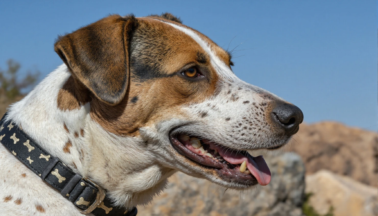 Close-up Side Profile of a Happy Spotted Dog #40600
