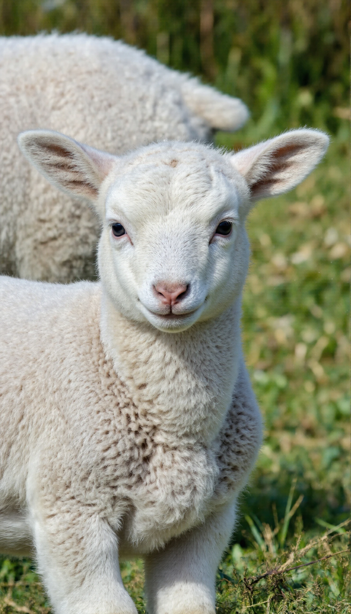 Adorable White Lamb in a Green Pasture #40615