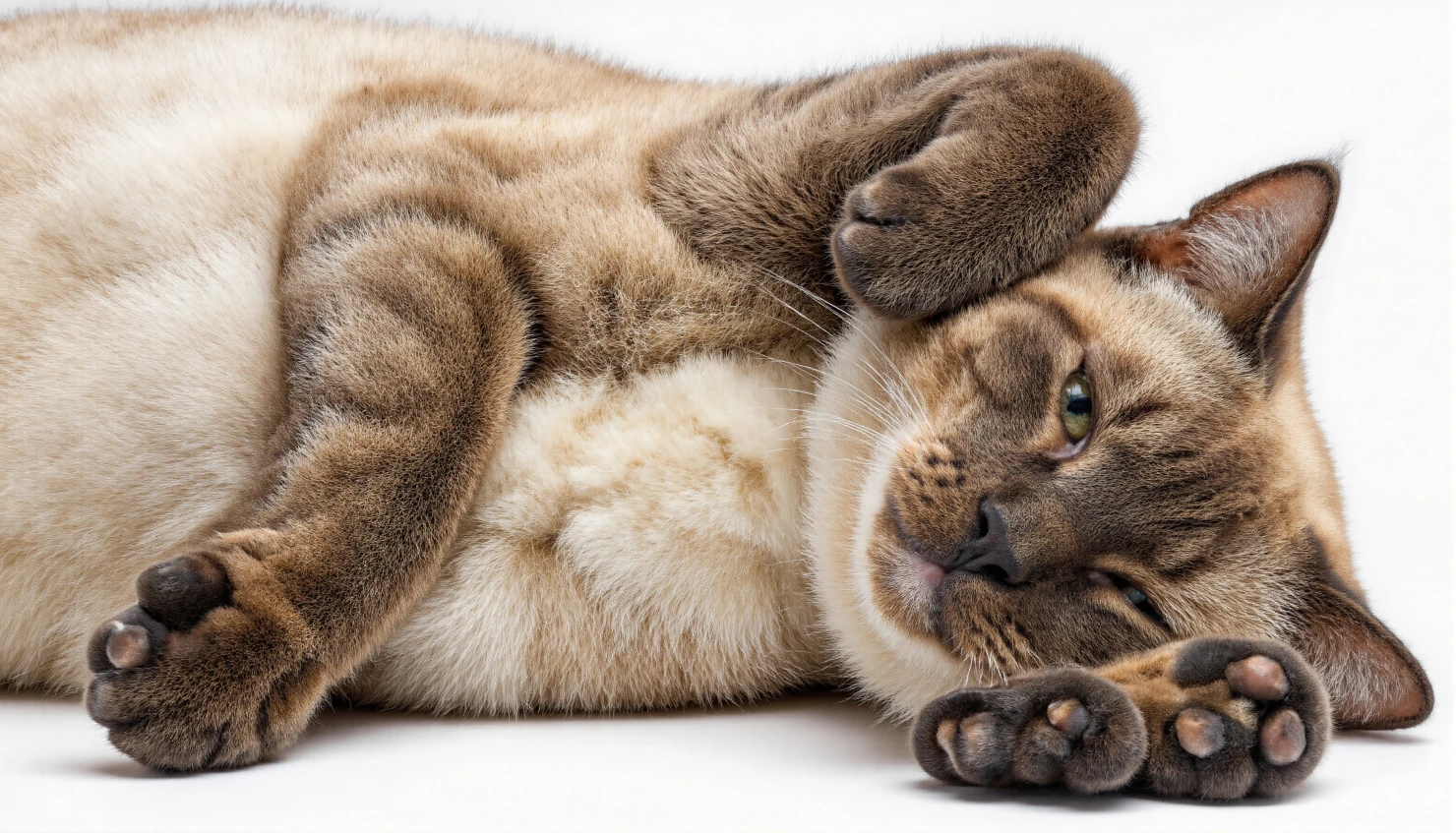 Relaxed and Playful Cat Lounging on a White Background #40624