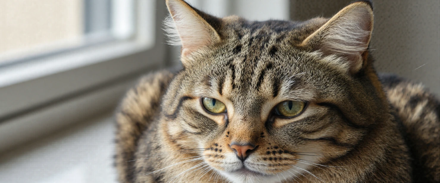 Close-up Portrait of a Brown Tabby Cat with Green Eyes #40625