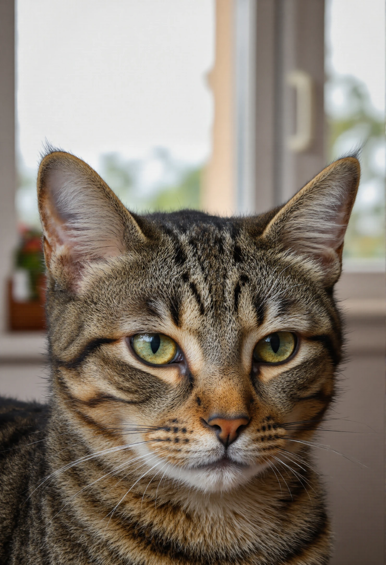 Close-up Portrait of a Tabby Cat with Green Eyes #40630