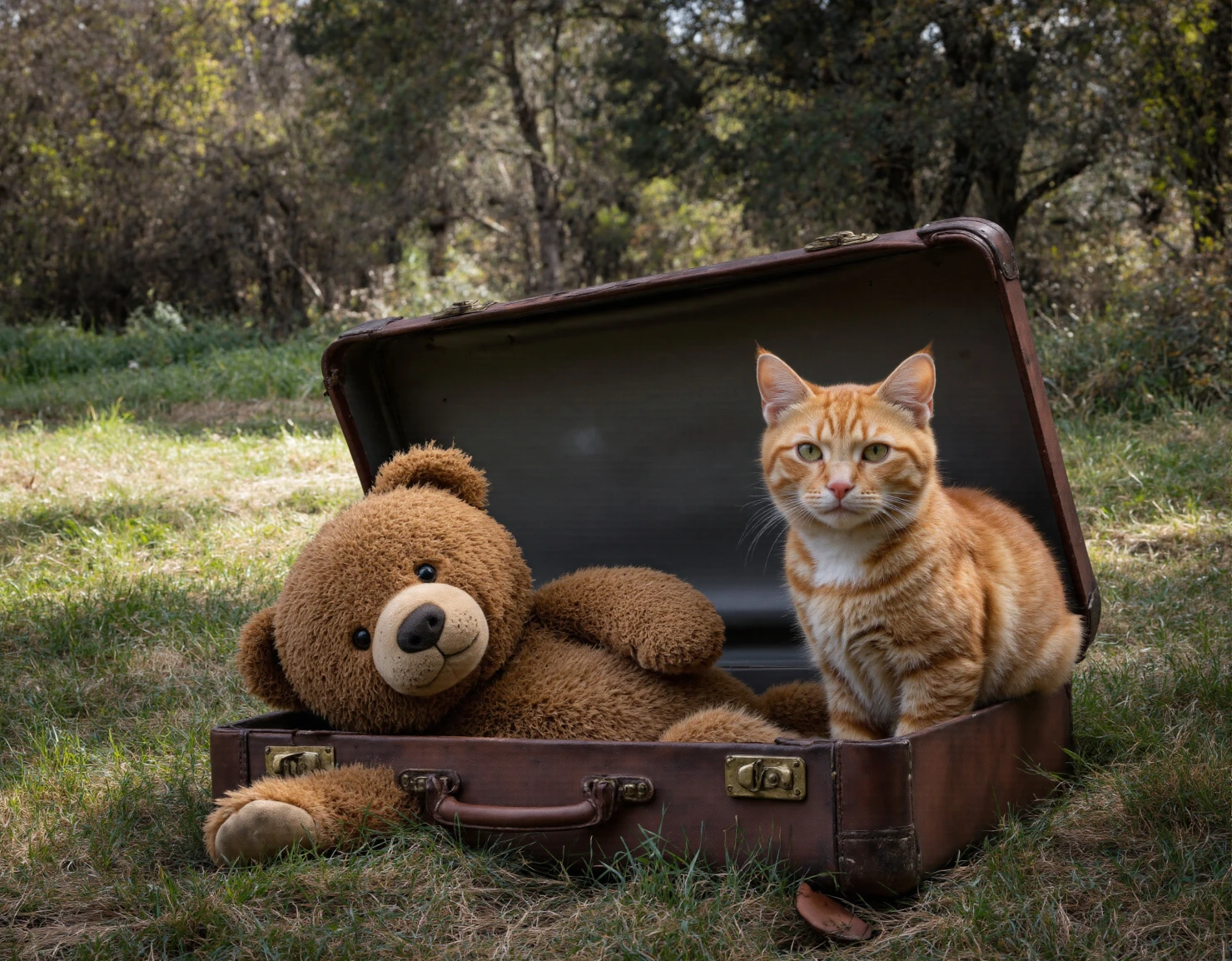 Ready for Adventure Cat and Teddy Bear in a Suitcase #40639
