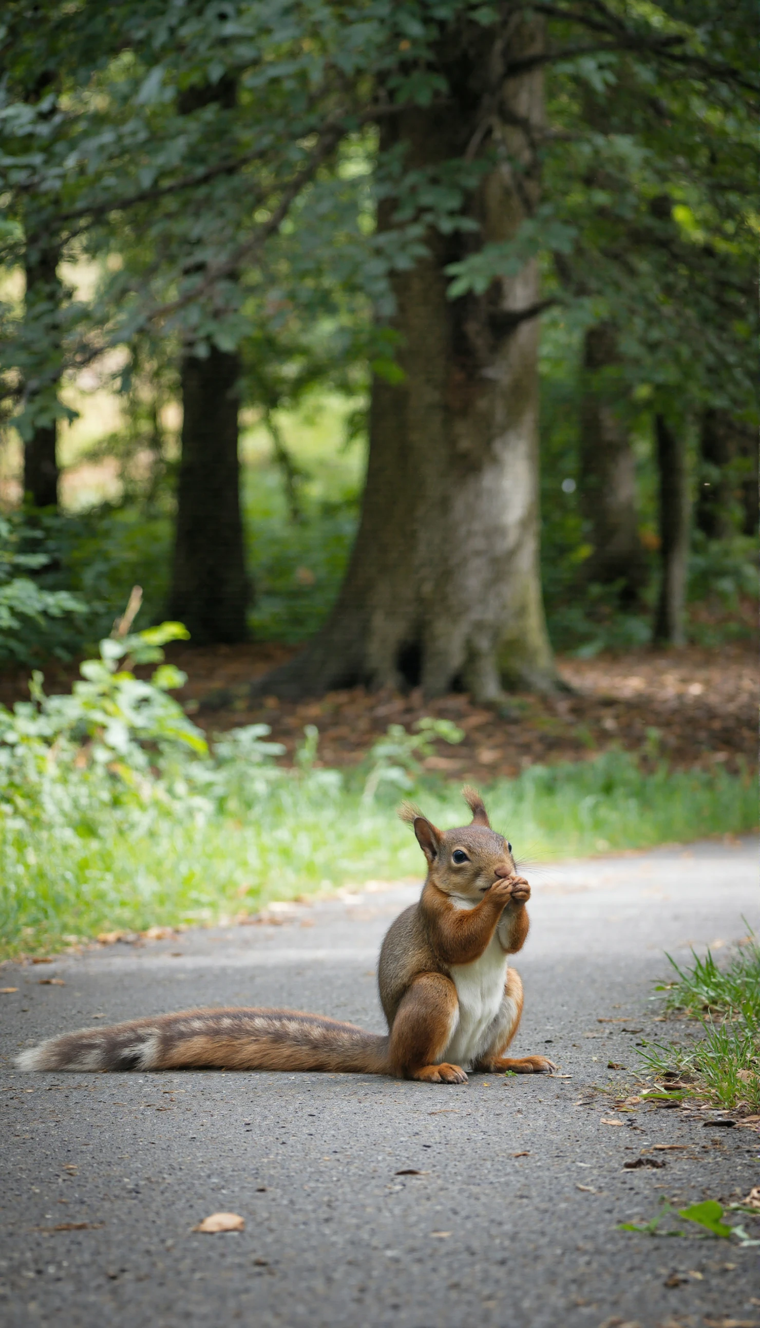 Red Squirrel Enjoying a Snack on a Forest Path #40670