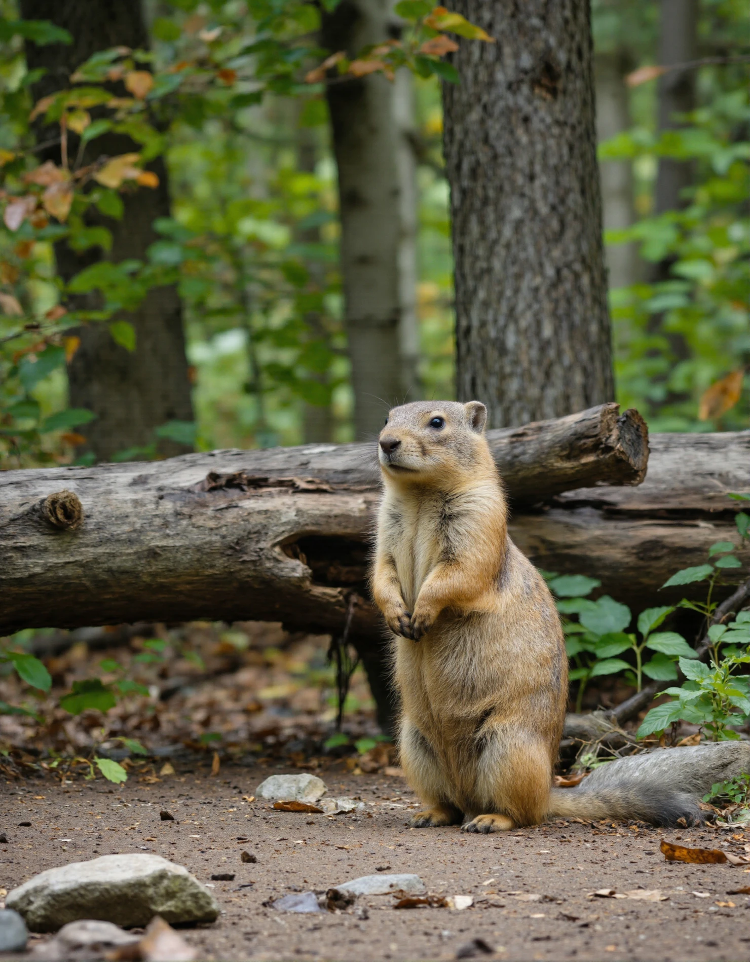 Groundhog Standing Alert in a Woodland Environment #40671