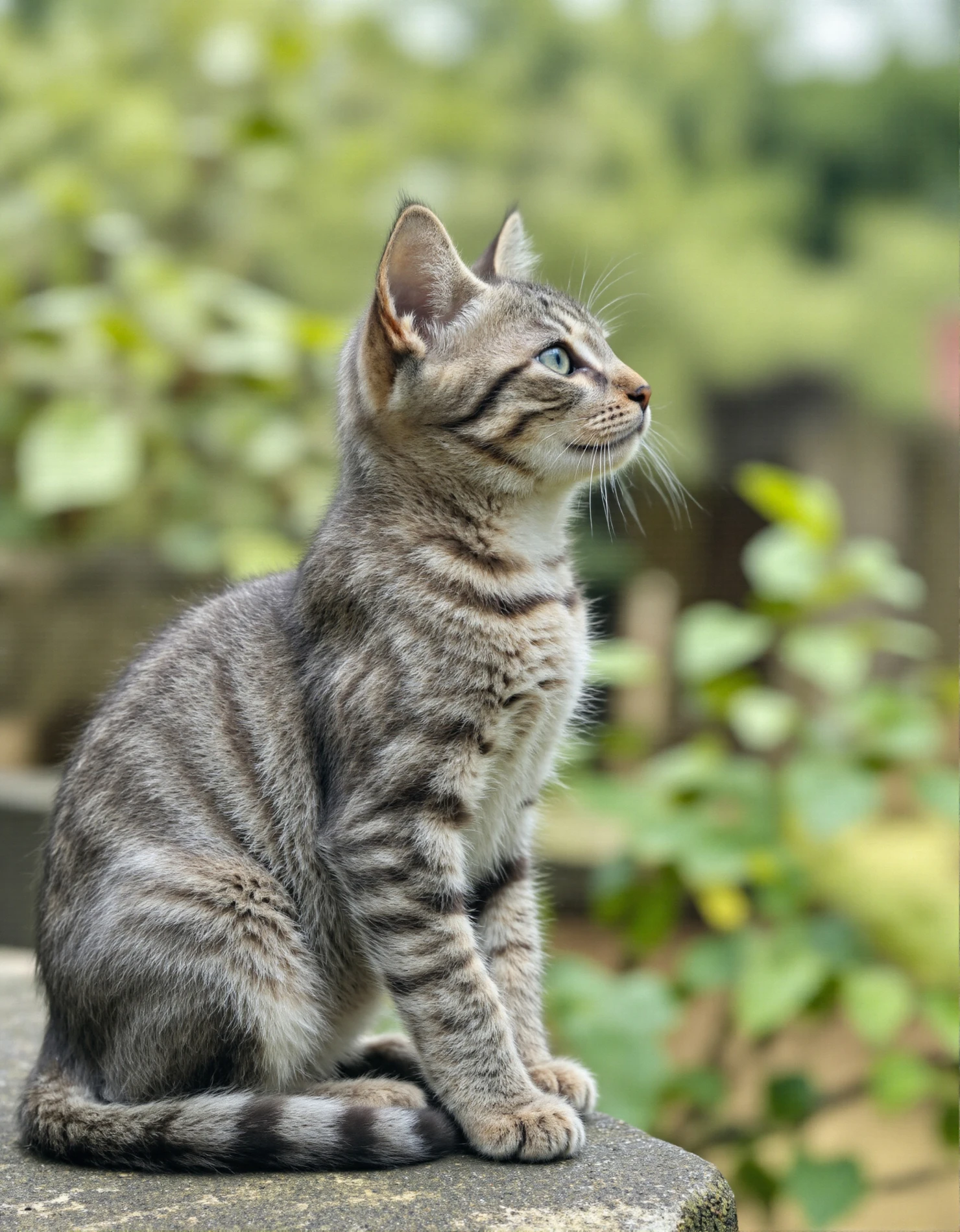 Curious Tabby Kitten in a Garden Setting #40674