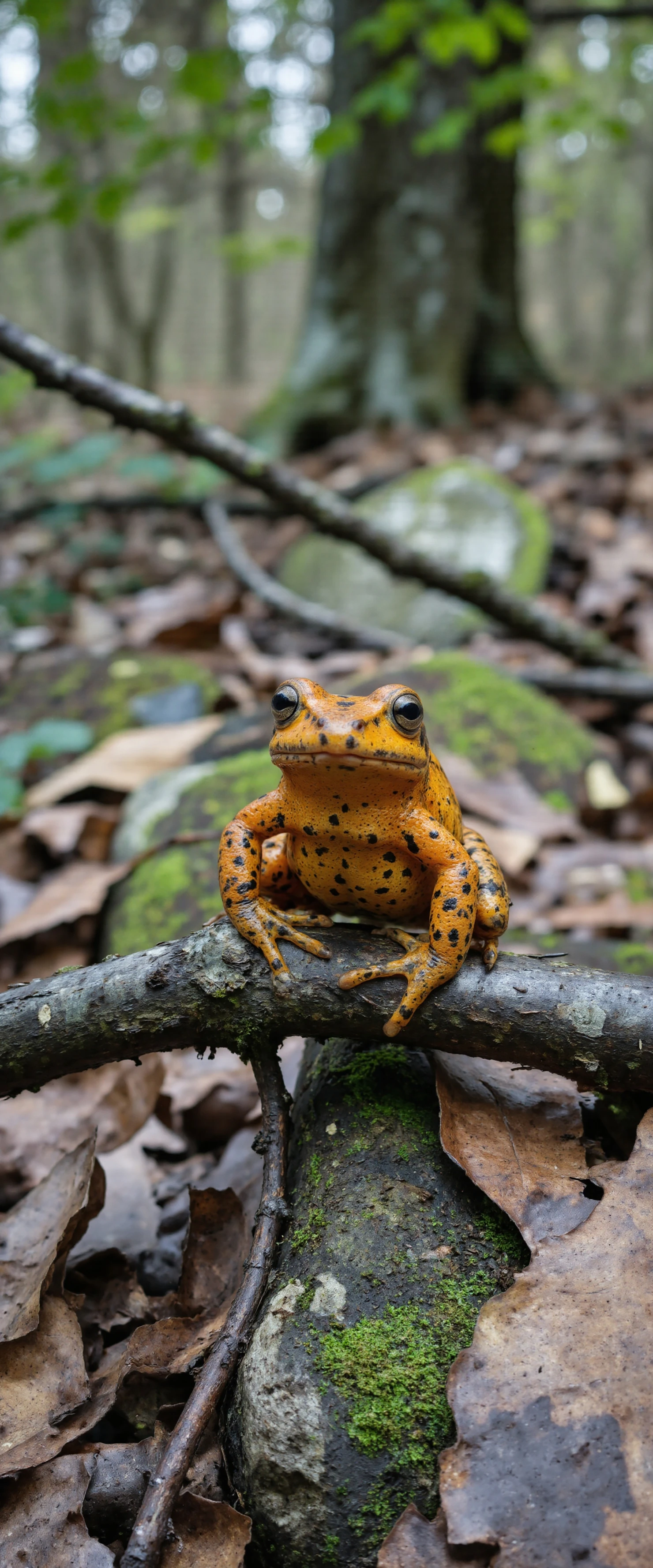 Vibrant Orange Frog Perched on a Branch in the Forest #40691