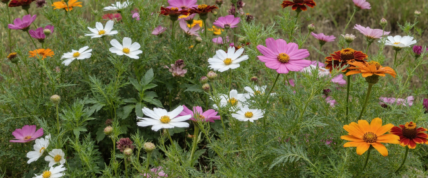 Vibrant Field of Summer Cosmos Flowers #40716