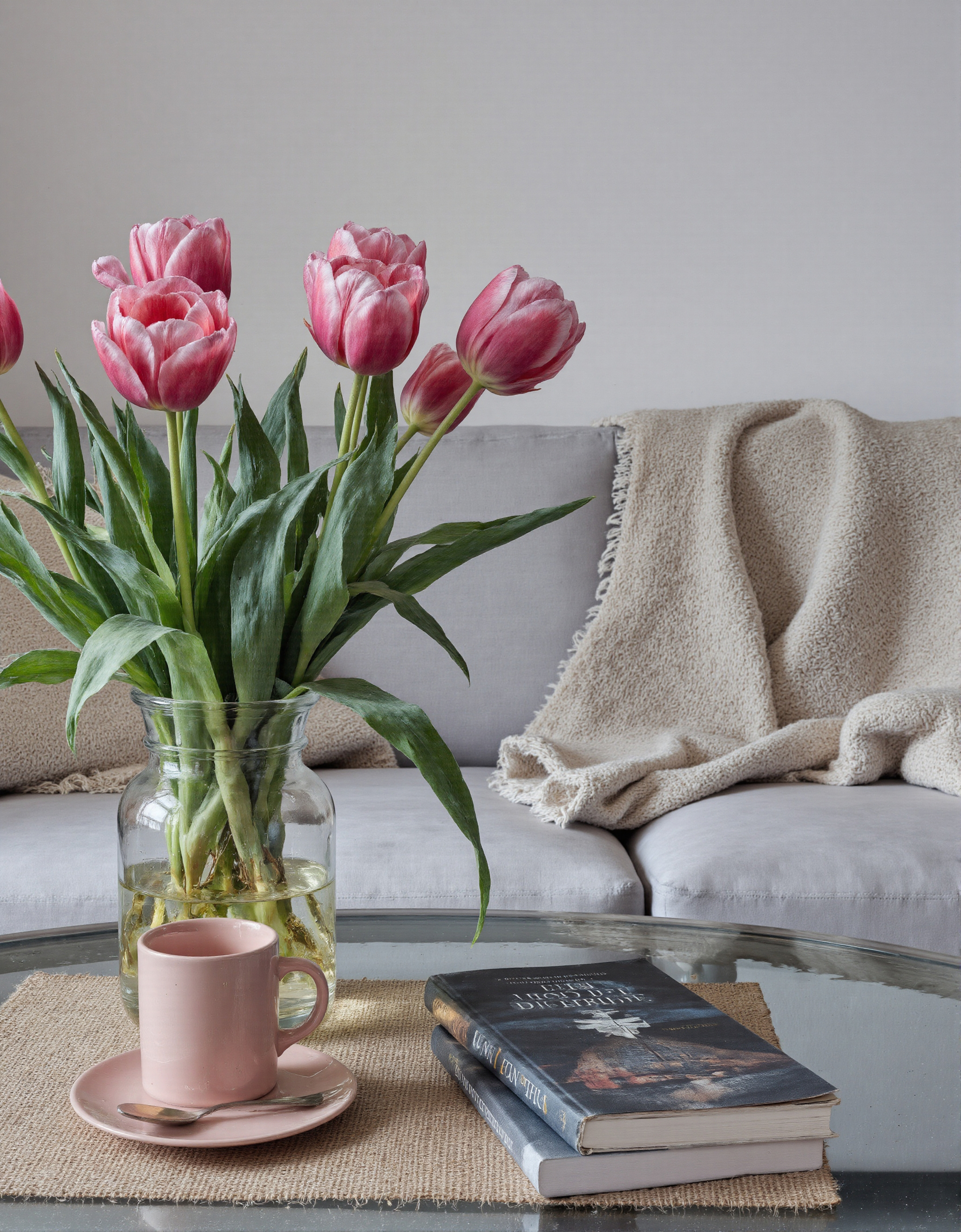 Close-up of a vibrant blue flower amidst green foliage and yellow blossoms #40760