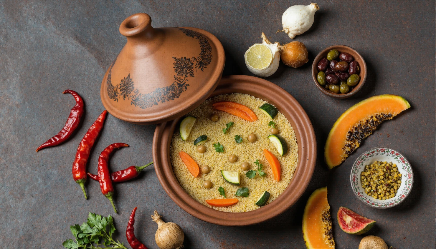 Delicious North African Couscous Tagine with Fresh Ingredients #40768