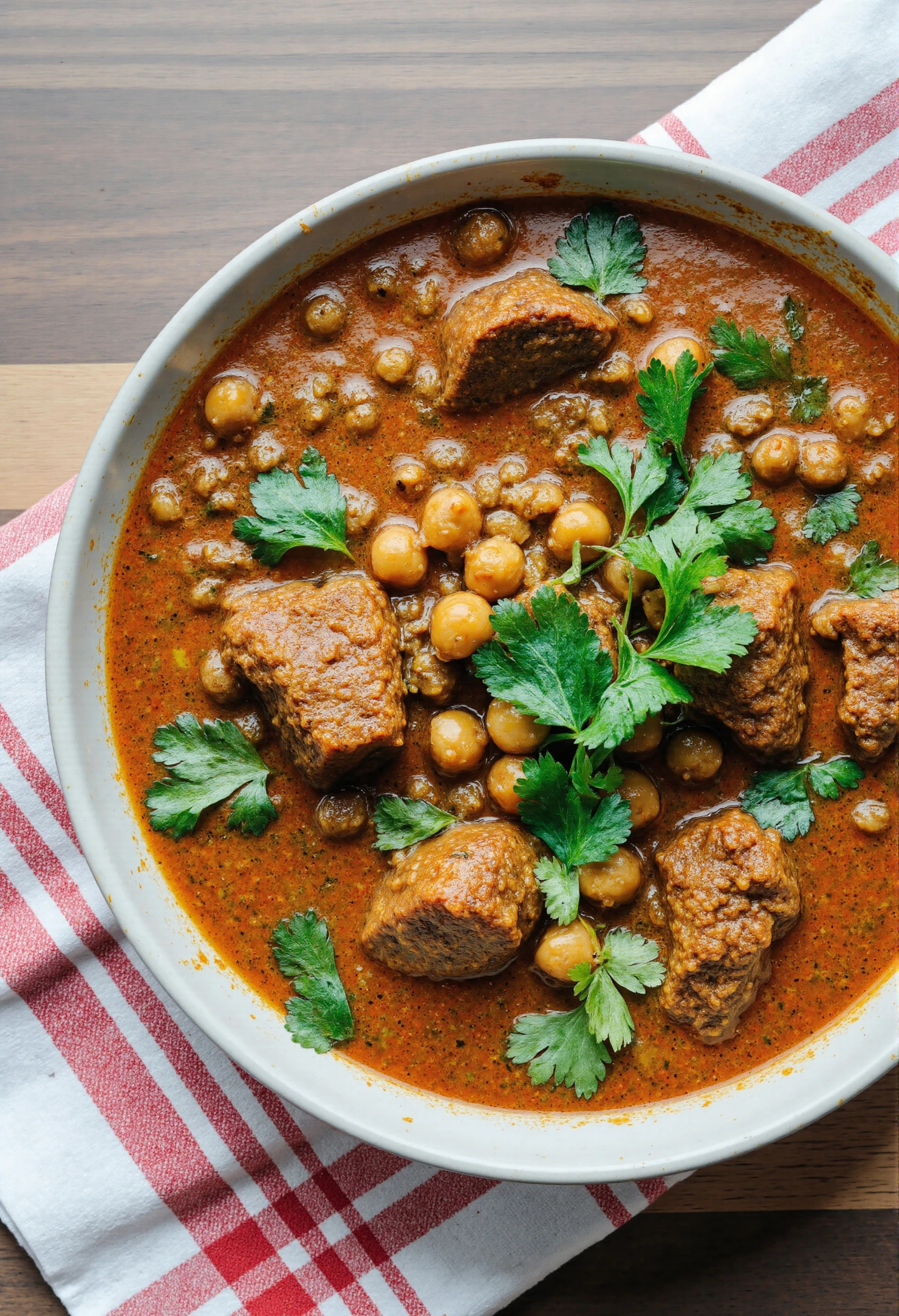 Hearty Lamb and Chickpea Curry with Fresh Cilantro #40772