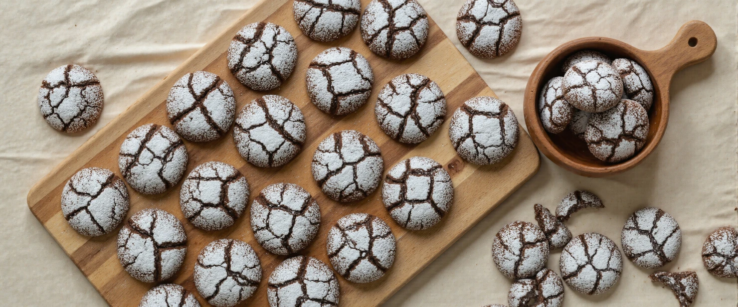 Delicious Chocolate Crinkle Cookies with Powdered Sugar #40780