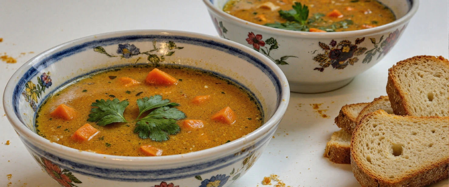 Hearty Carrot and Lentil Soup with Fresh Bread #40787