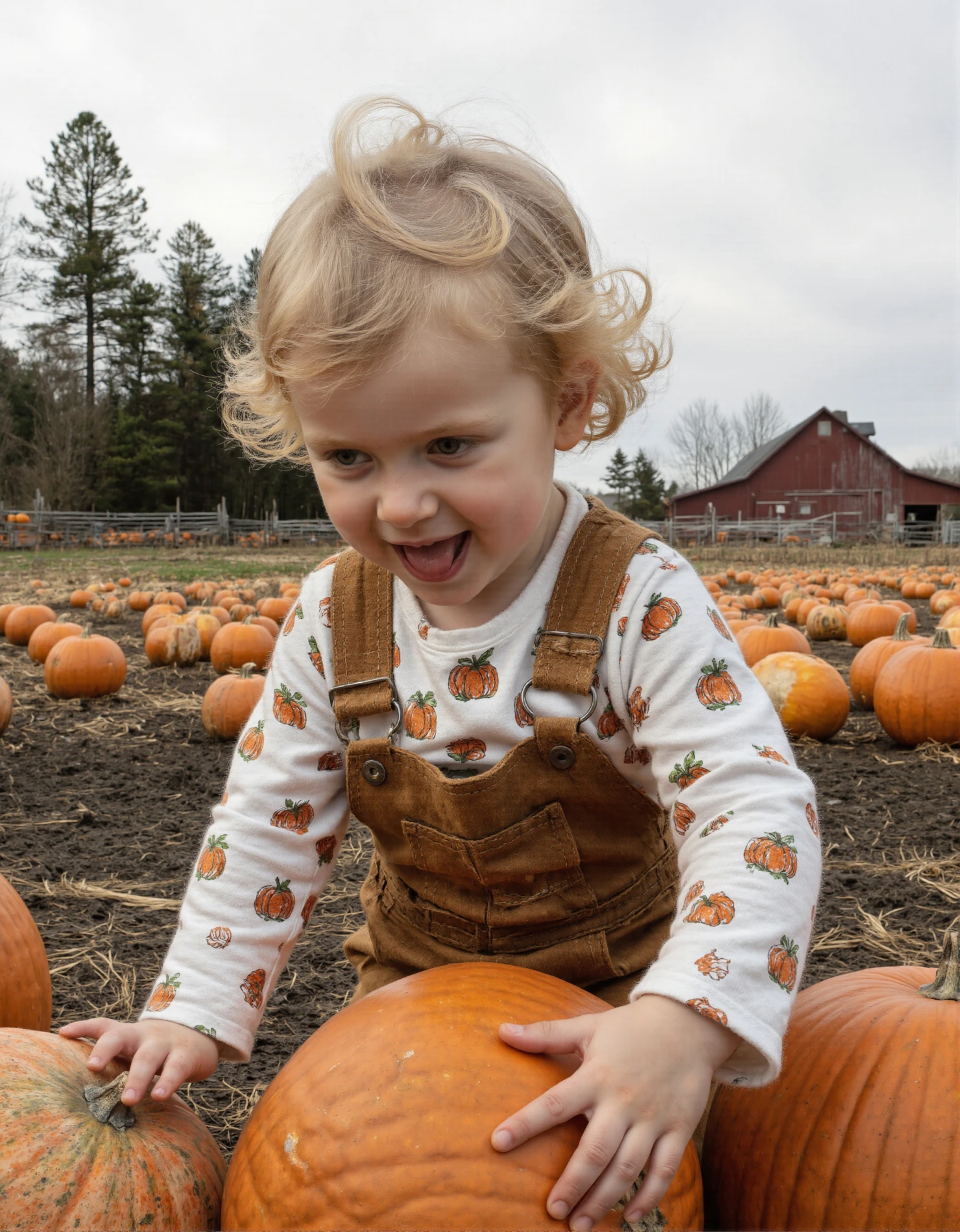 Happy Toddler Exploring a Pumpkin Patch #40800