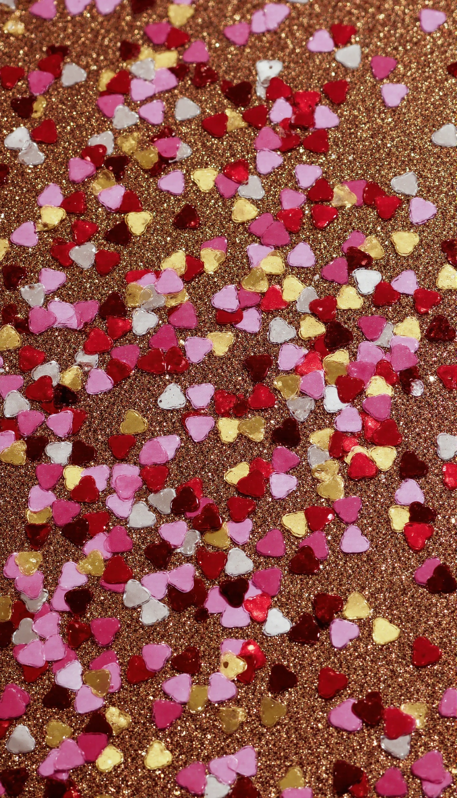 Sparkling Heart Confetti on Glitter Background #40822