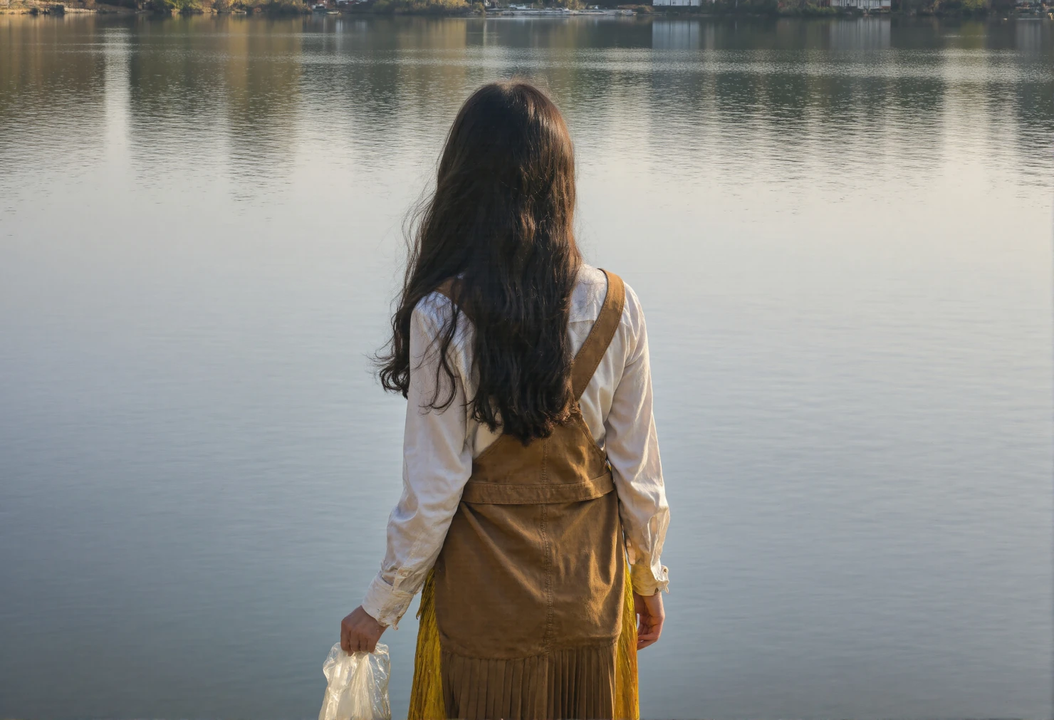 Woman Gazing at Serene Lake #40827