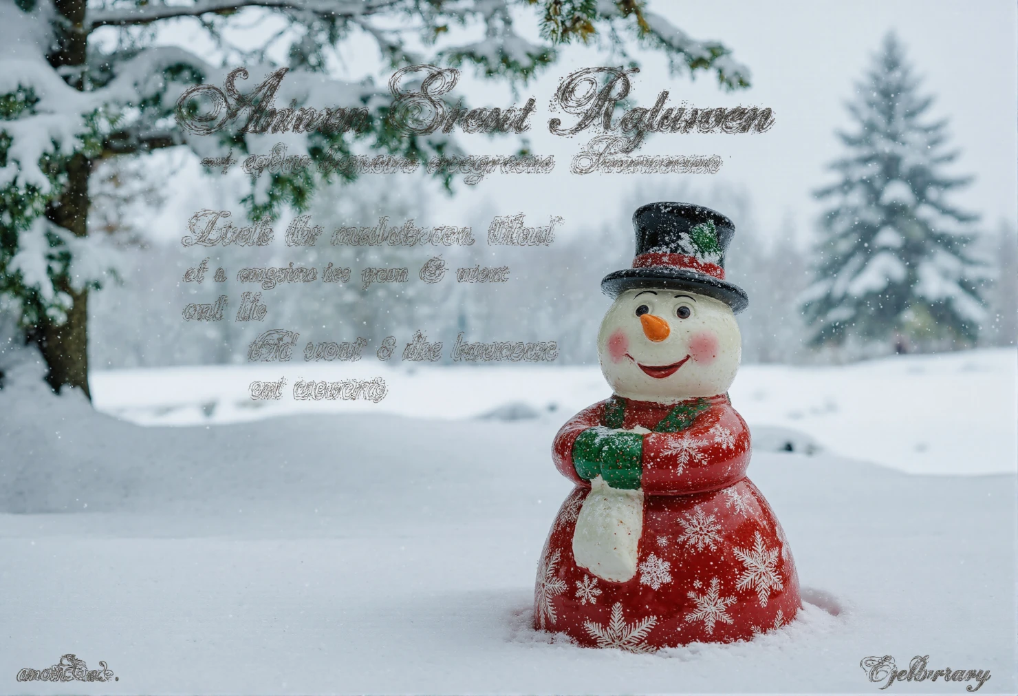 Festive Snowman Figurine in a Winter Wonderland #40875
