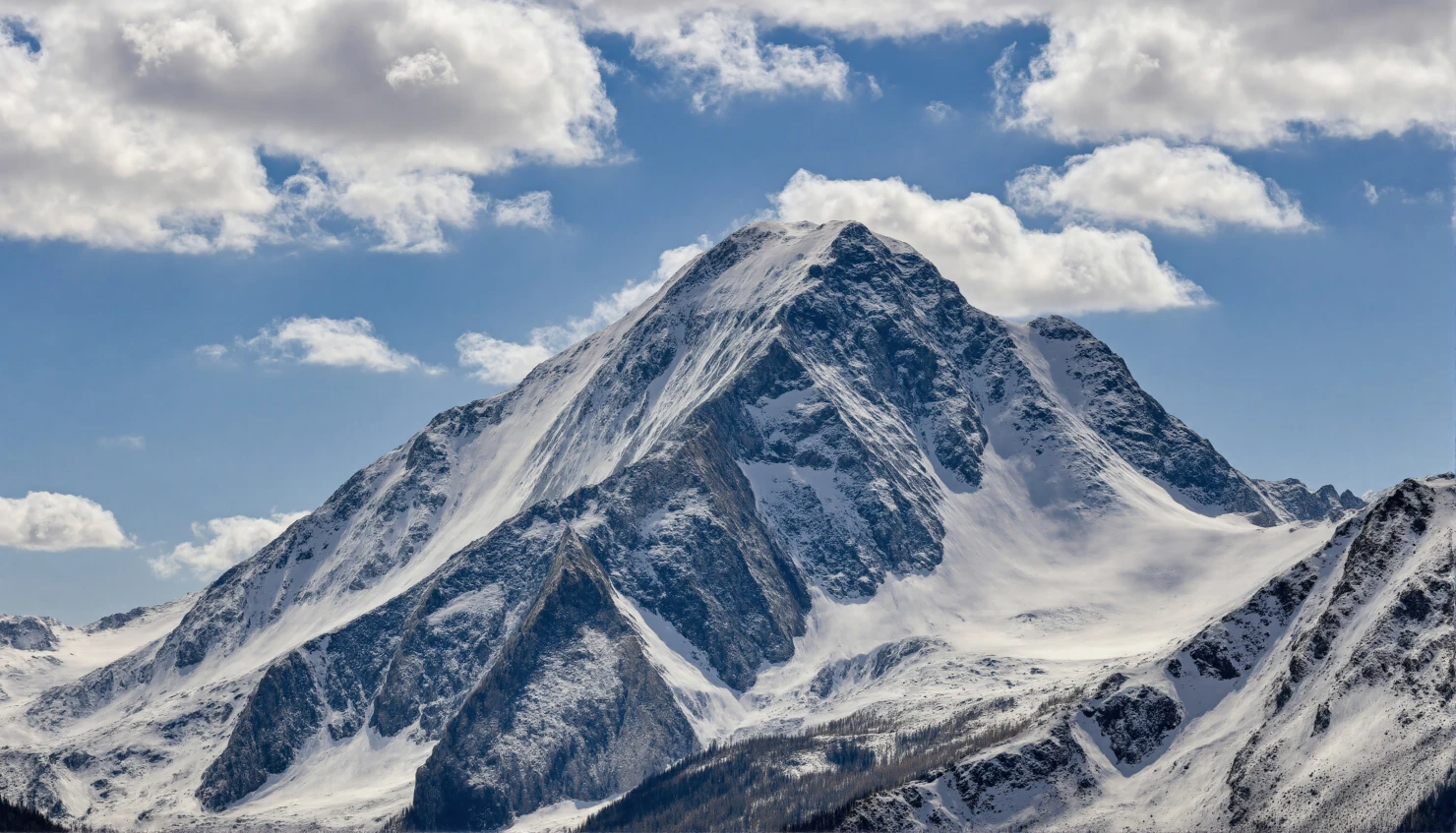 Majestic Snow-Capped Mountain Peak Under Blue Sky #40890