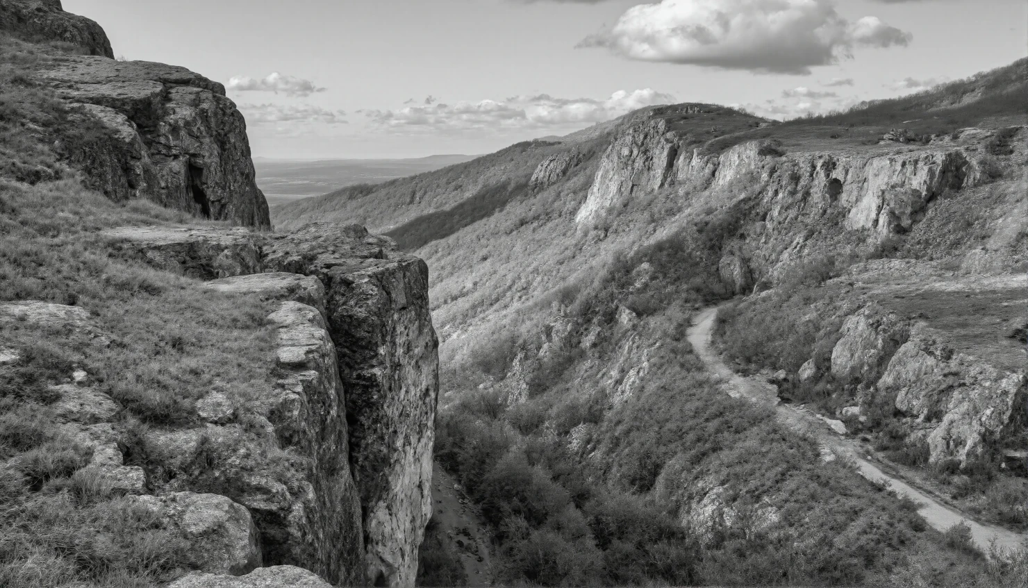 Dramatic Black and White Canyon Landscape #40907