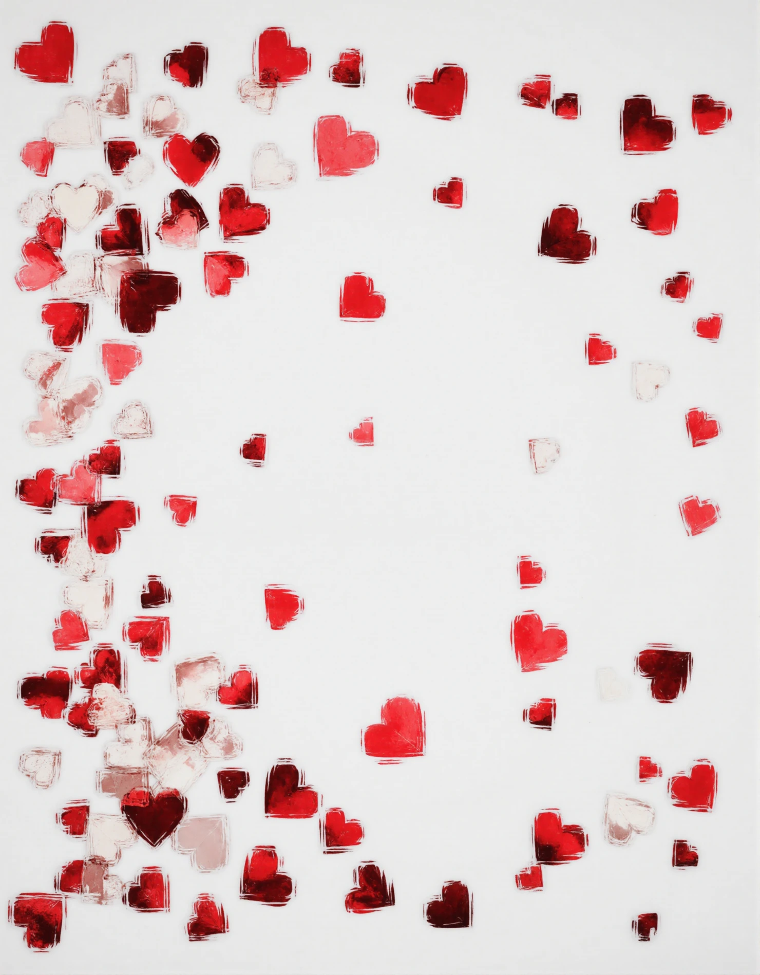 Scattered Red and Pink Hearts #40956