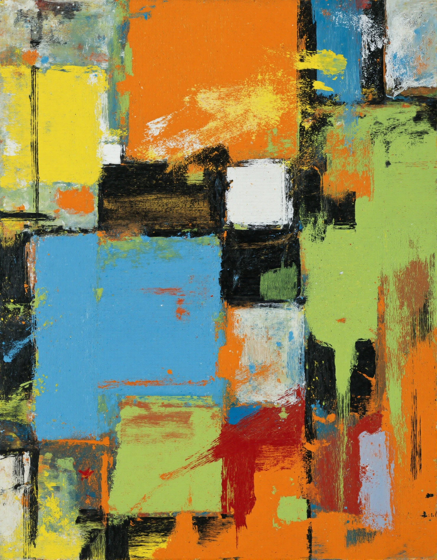 Vibrant Abstract Grid with Expressive Brushstrokes #40965