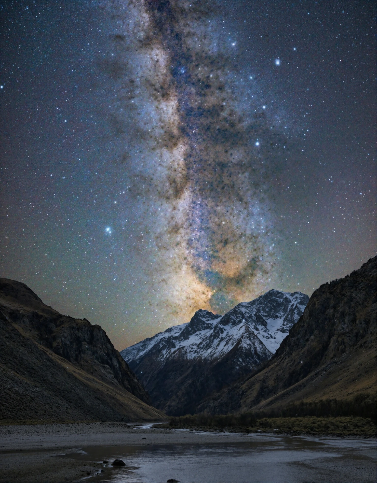 Milky Way Over Majestic Mountains and Serene Valley #40976